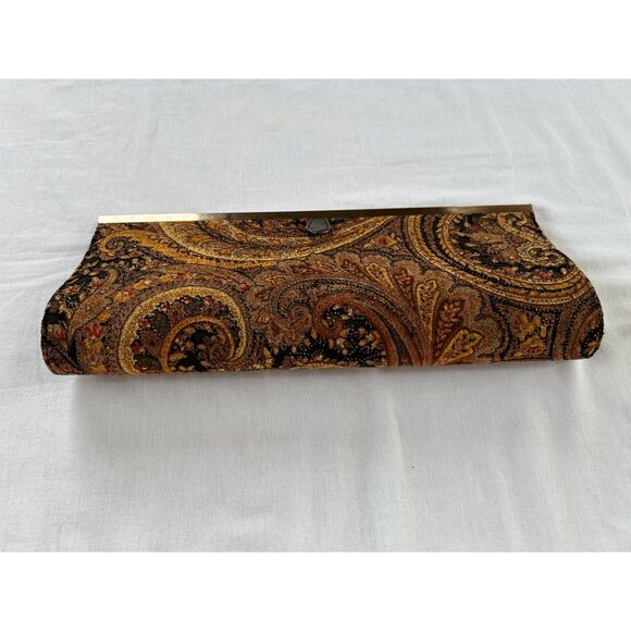 Chinese Laundry Clutch, Medium Size Handbag, Brown, Gold, Glitter, Velvety - Picture 2 of 9